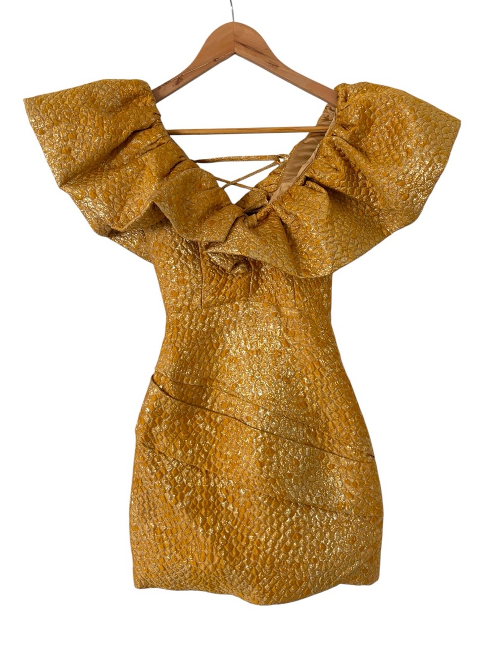Eliya the Label Gold Jacquard Mini Dress - Picture 2 of 4